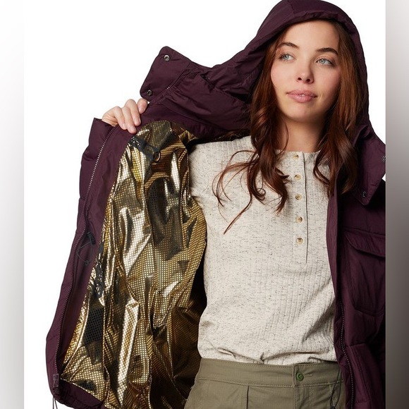 Columbia Women's Dark Red Hooded Puffer Jacket - Picture 5 of 11